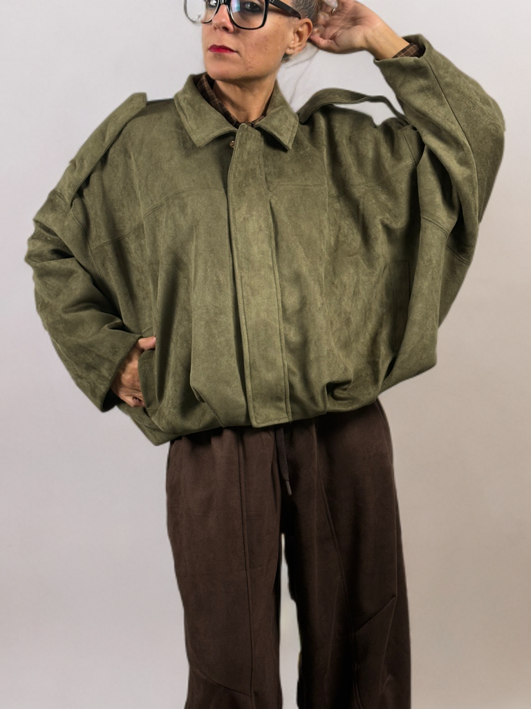 Giacca bomber effetto camoscio