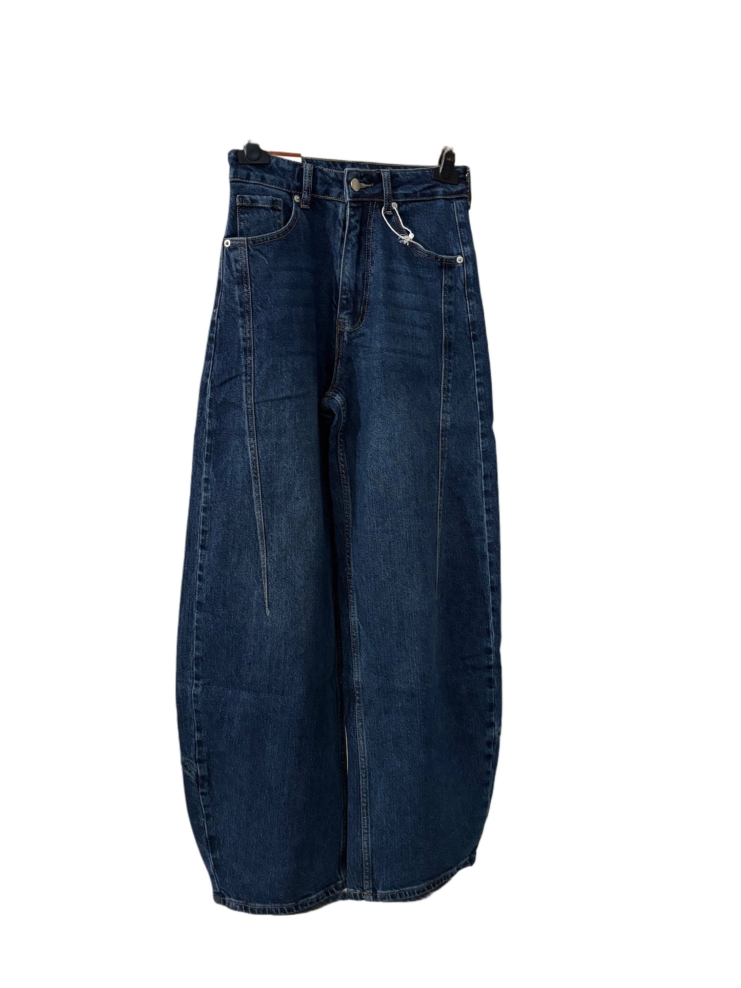 Jeans balloon a vita alta in denim blu