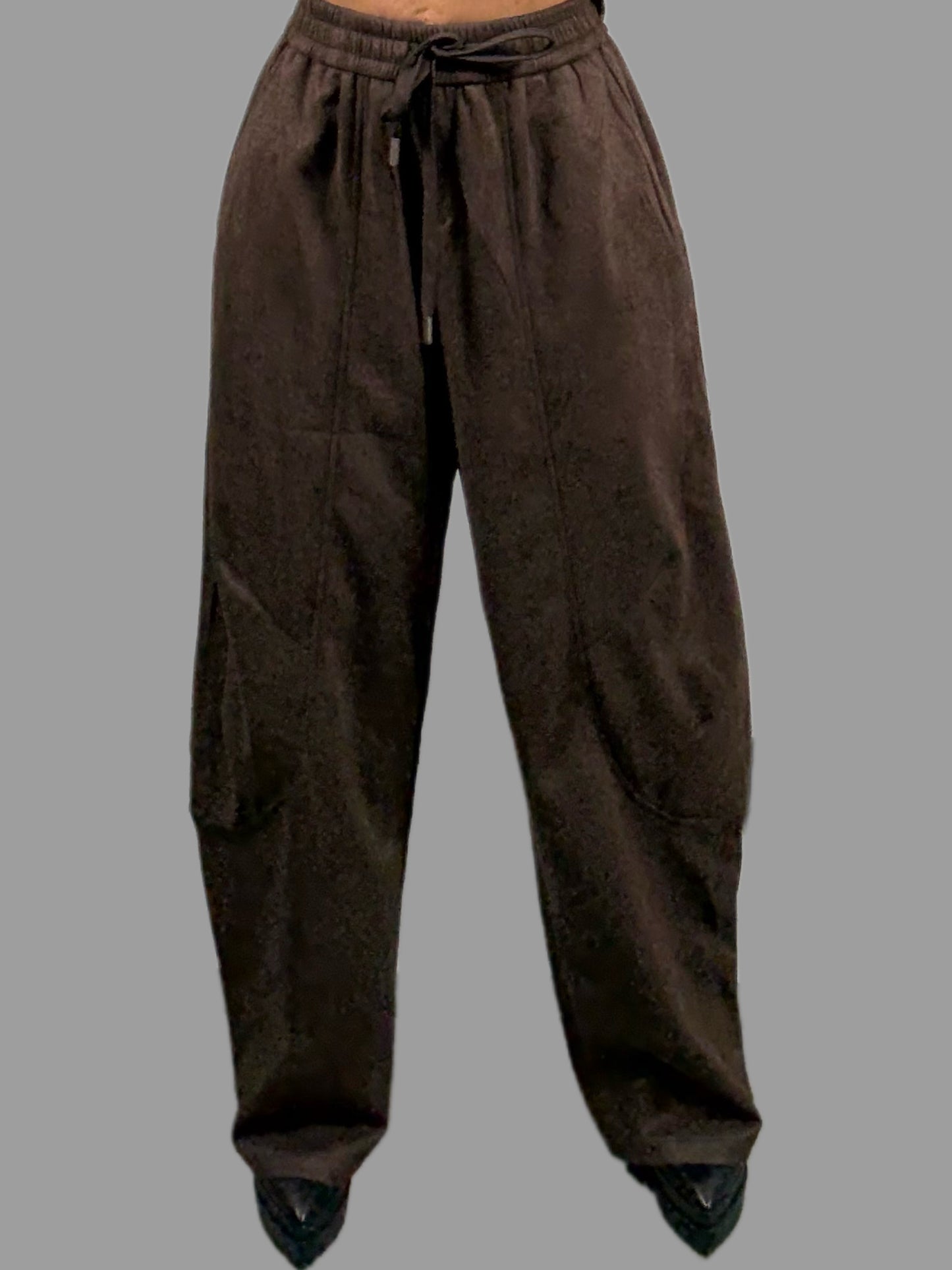 Pantaloni balloon effetto camoscio