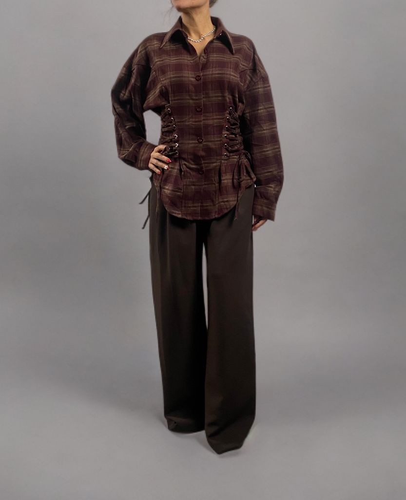 Camicia a quadri con lacci laterali regolabili in vita ModaFilo.com modafilo