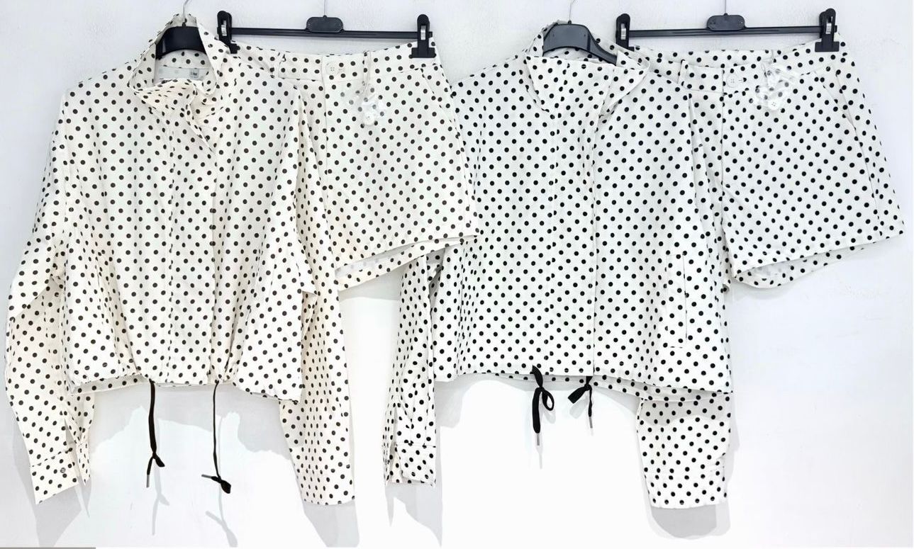 Completo Giacca e Shorts pois bianco e nero
