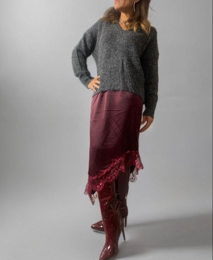 Gonna asimmetrica in satin e pizzo - Disponibili in 3 colori ModaFilo.com modafilo