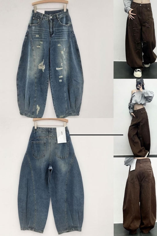 Jeans balloon a vita alta effetto destroyed - Disponibile in 2 colori ModaFilo.com modafilo