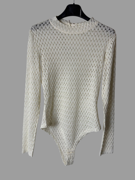 Body traforato panna a maniche lunghe ModaFilo.com modafilo