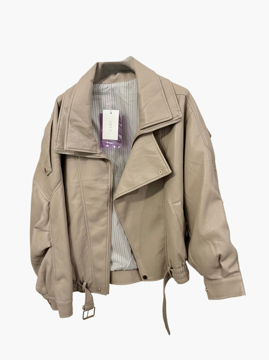 Giacca bomber ecopelle soft touch oversize beige