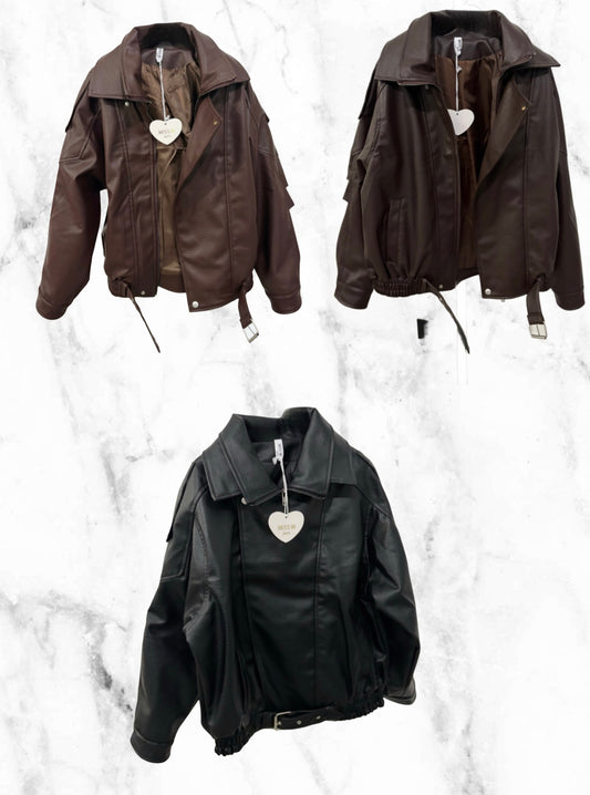 Giacca bomber ecopelle oversize - Disponibile in 3 colori