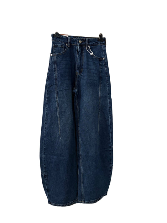Jeans balloon a vita alta in denim blu
