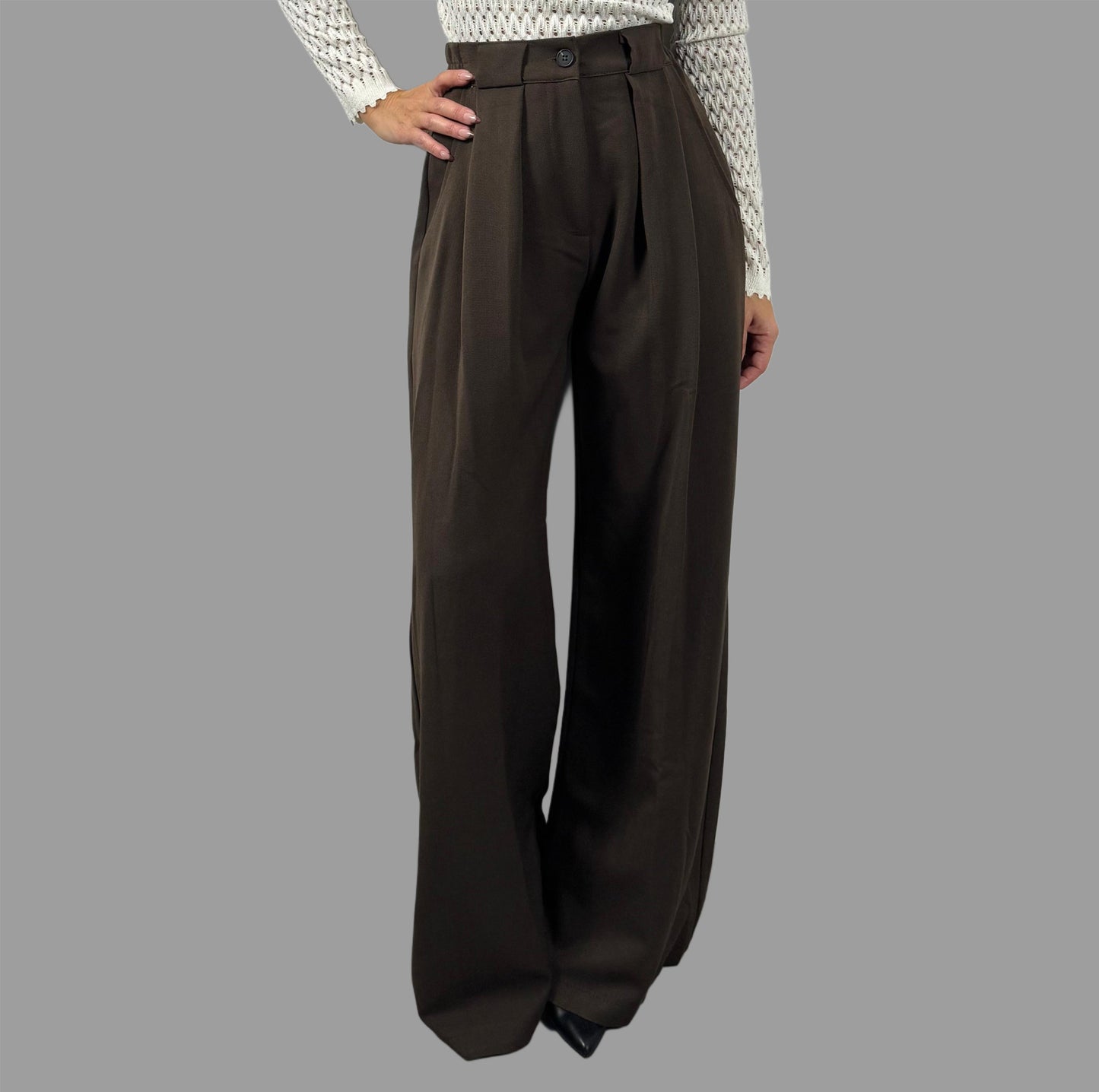 Pantaloni marroni a palazzo con pinces - Disponibile in 2 colori ModaFilo.com modafilo