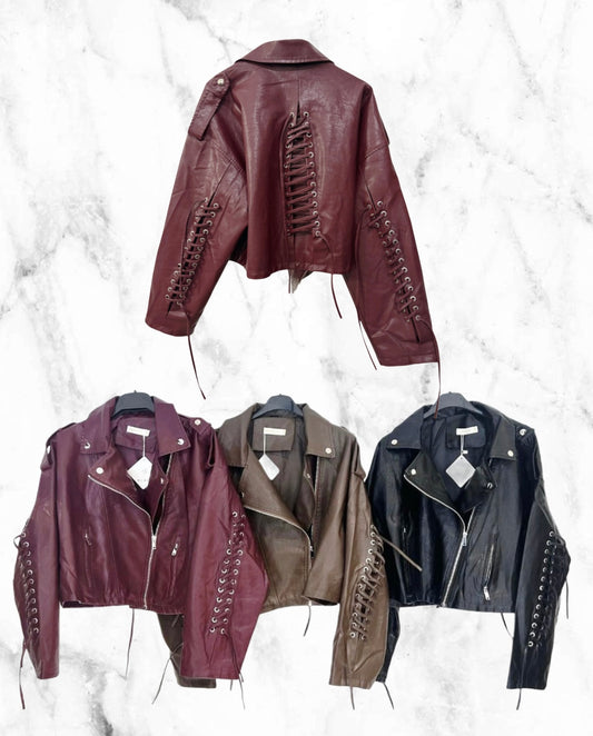 Biker intrecciato in ecopelle - Disponibile in 3 colori