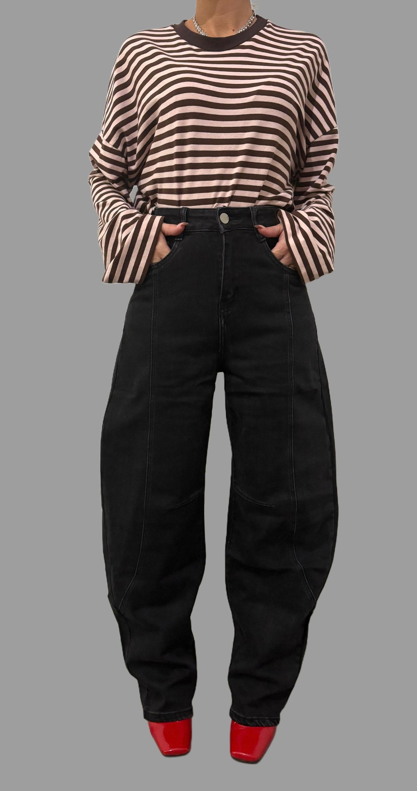 Jeans Baggy balloon nero slavato ModaFilo.com modafilo