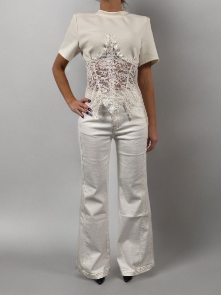 Jeans flare in denim bianco ModaFilo.com modafilo