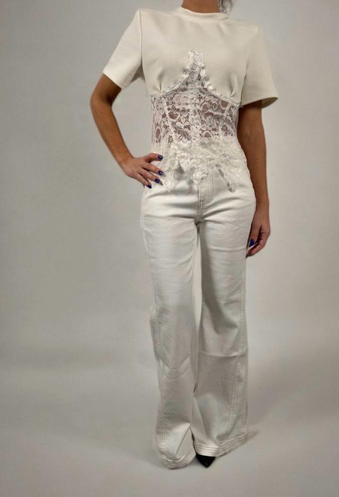 Jeans flare in denim bianco ModaFilo.com modafilo