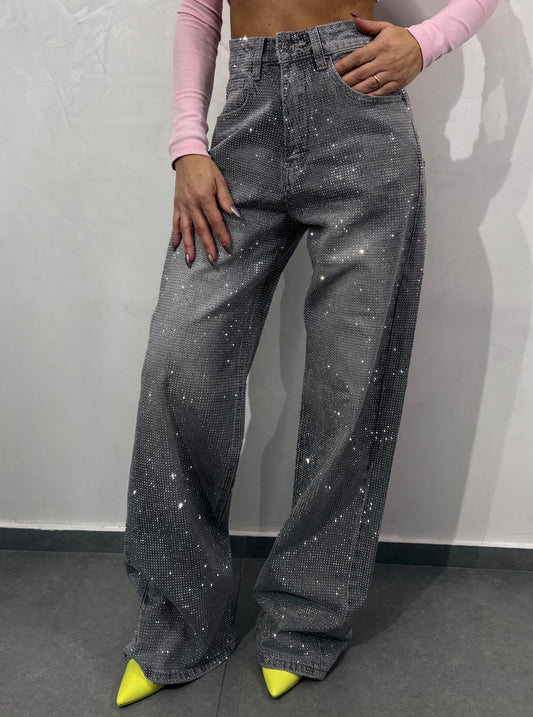 Jeans Denim Micro Strass