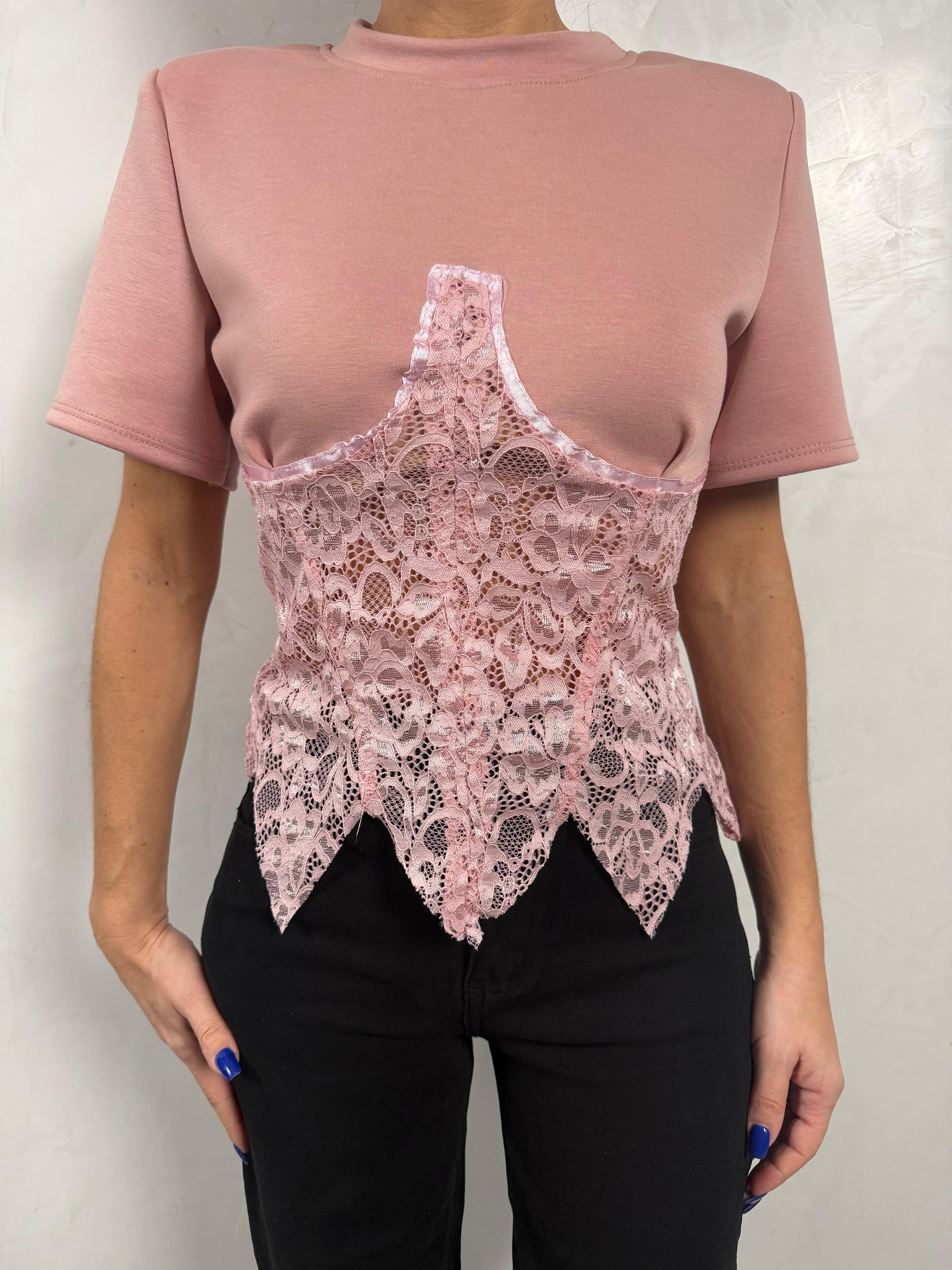 T-shirt in maglia bustier in pizzo - Disponibile in 2 colori ModaFilo.com modafilo