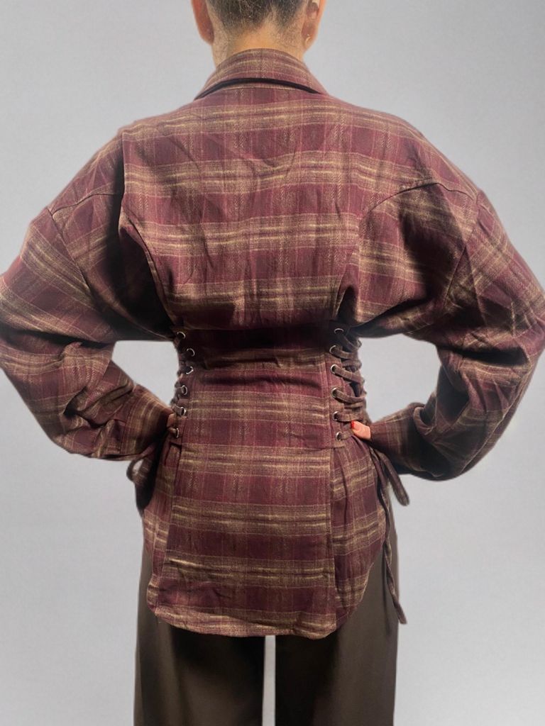 Camicia a quadri con lacci laterali regolabili in vita ModaFilo.com modafilo