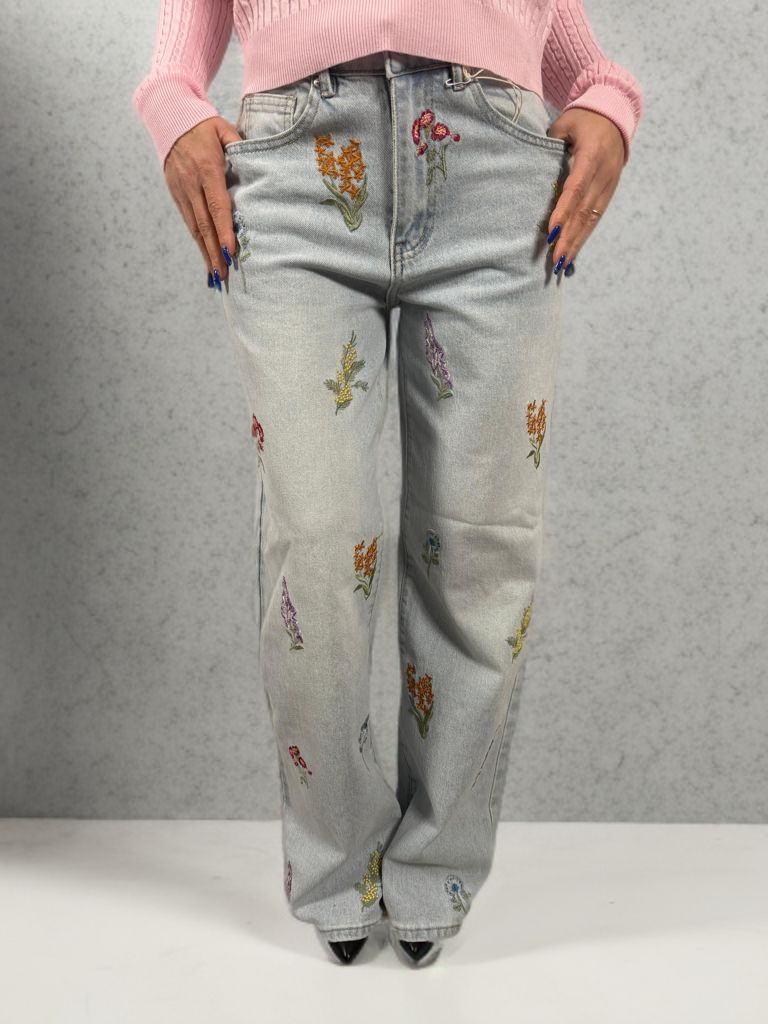 Jeans Wide Leg floreali ModaFilo.com modafilo