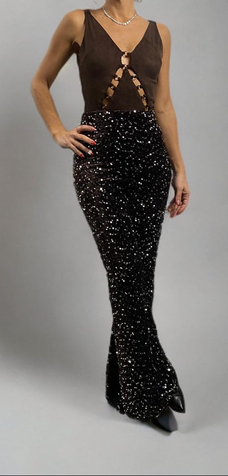 Pantaloni paillettes marrone ModaFilo.com modafilo