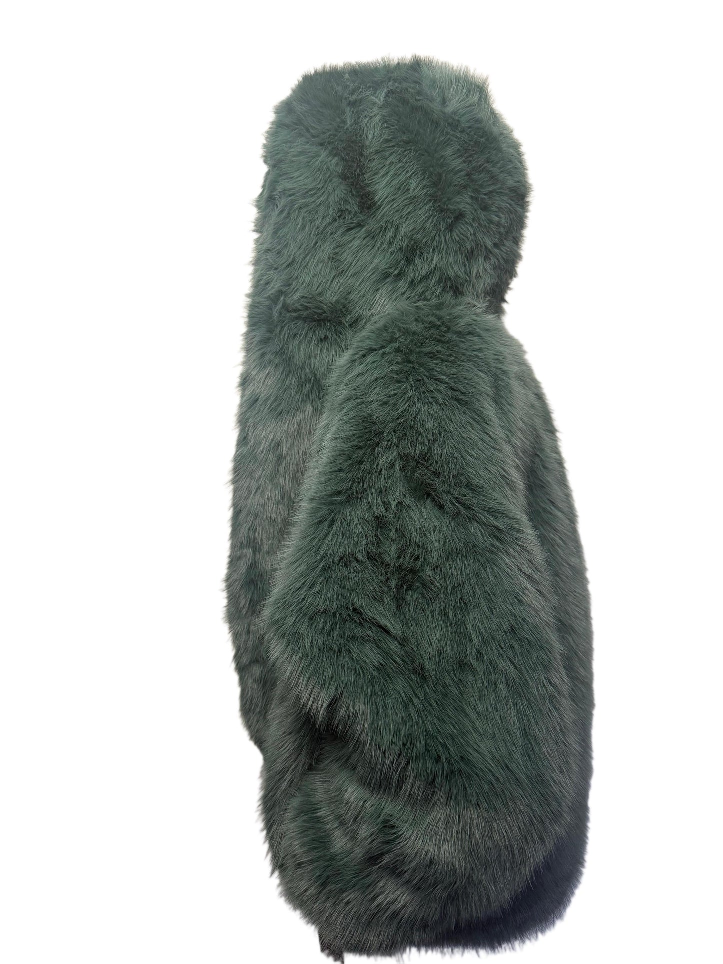 Ecopelliccia verde smeraldo con gancio strass