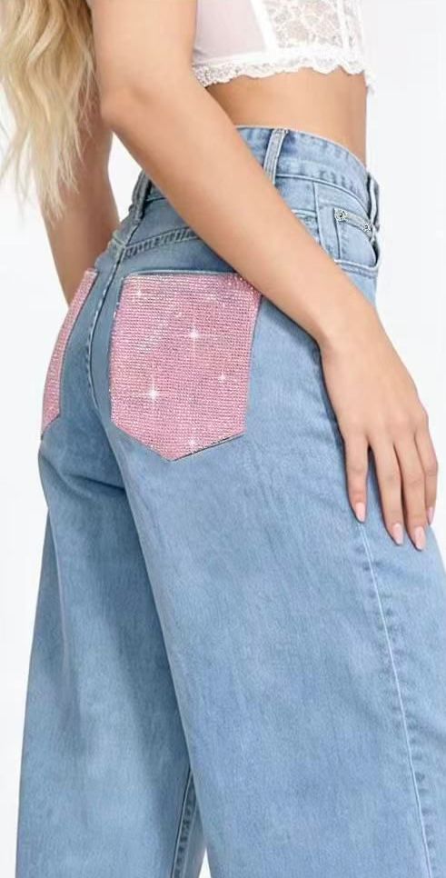 Jeans con tasche rosa strass ModaFilo.com modafilo