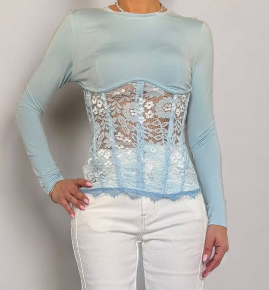 Maglia effetto corsetto in pizzo ModaFilo.com modafilo