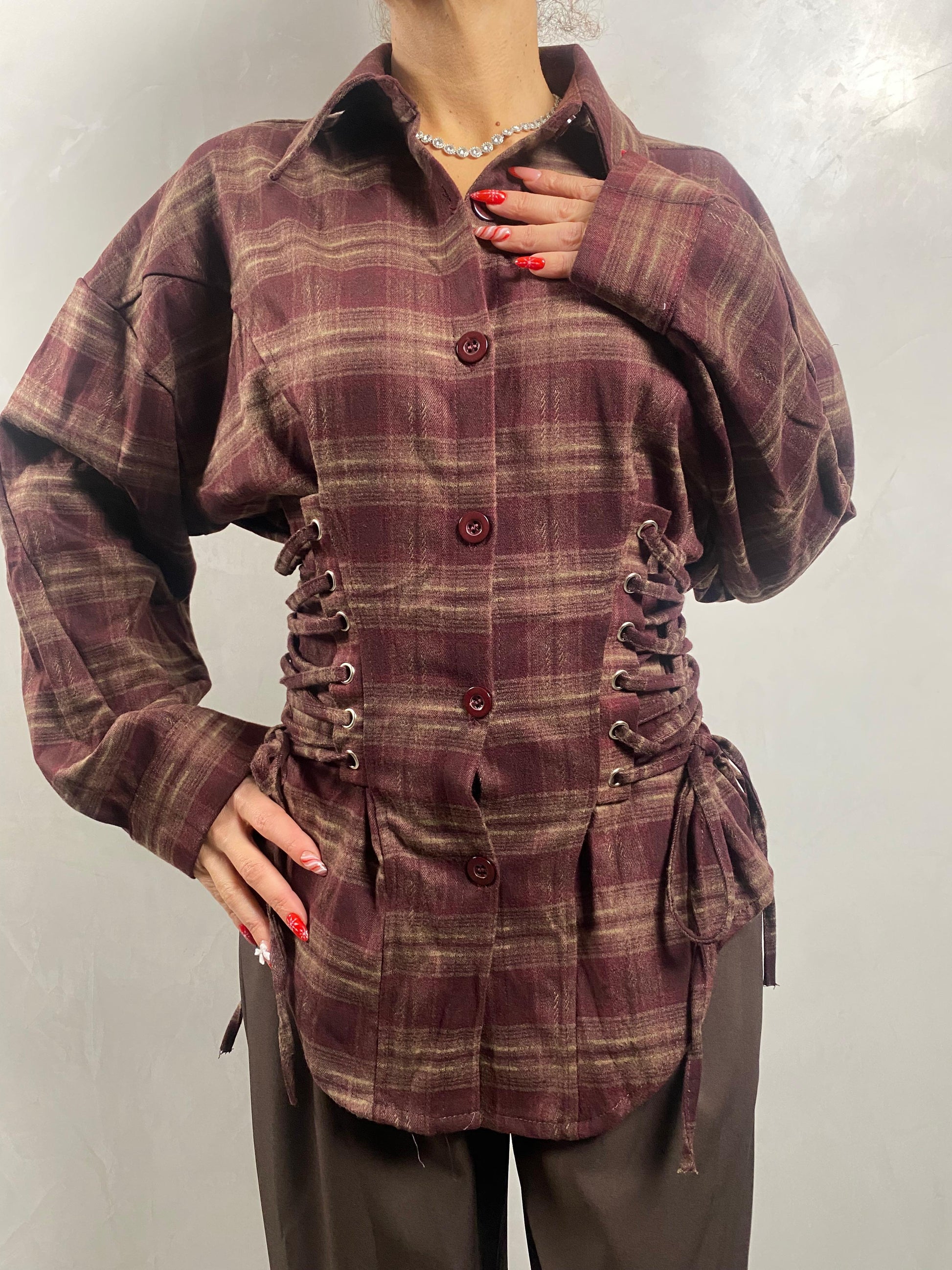 Camicia a quadri con lacci laterali regolabili ModaFilo.com modafilo