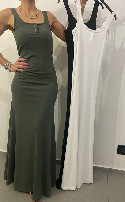 Abito Lungo Basic con bottoncini - Disponibili in 3 colori