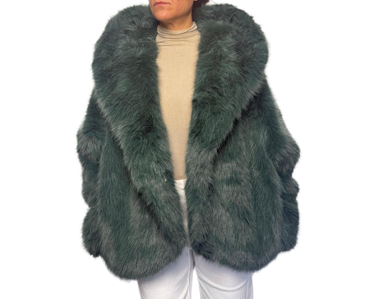 Ecopelliccia verde smeraldo con gancio strass