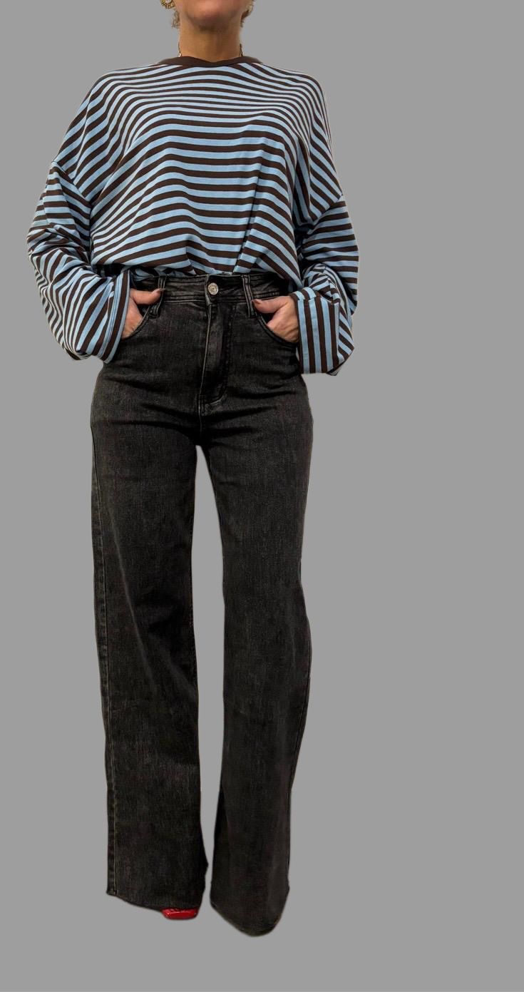 Jeans Wide Leg grigio slavato ModaFilo.com modafilo