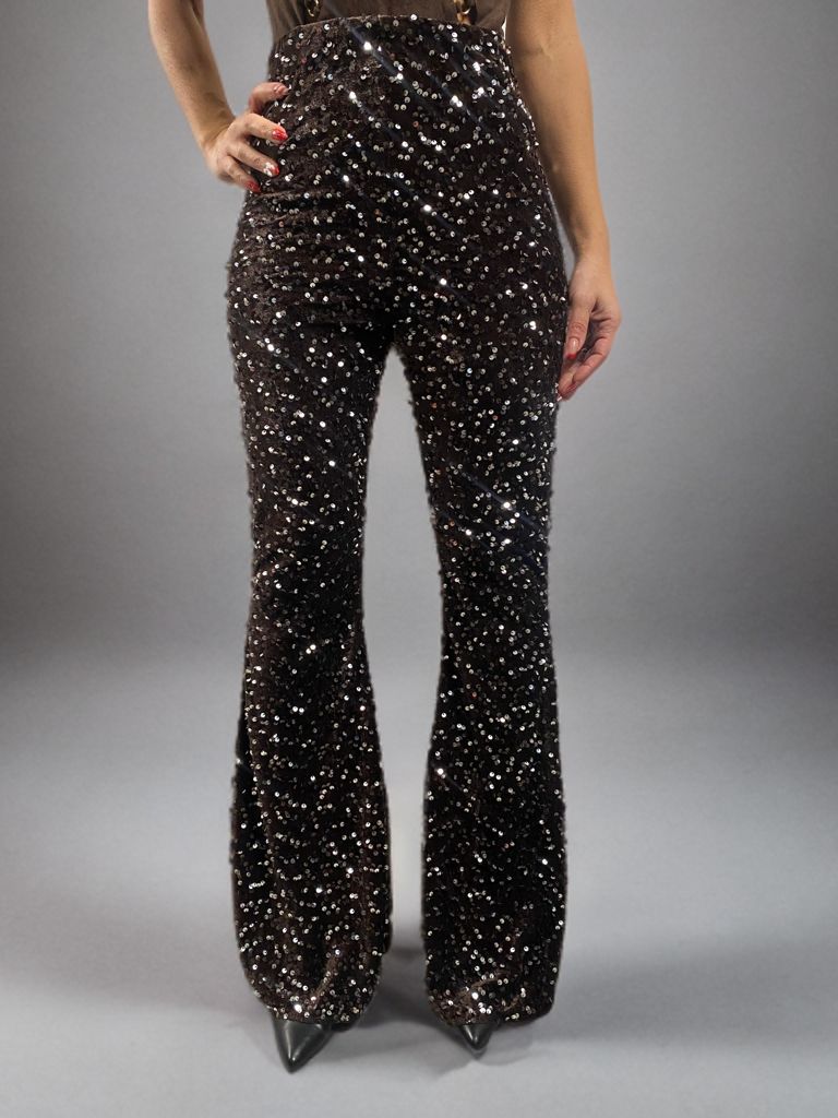 Pantaloni paillettes marrone ModaFilo.com modafilo