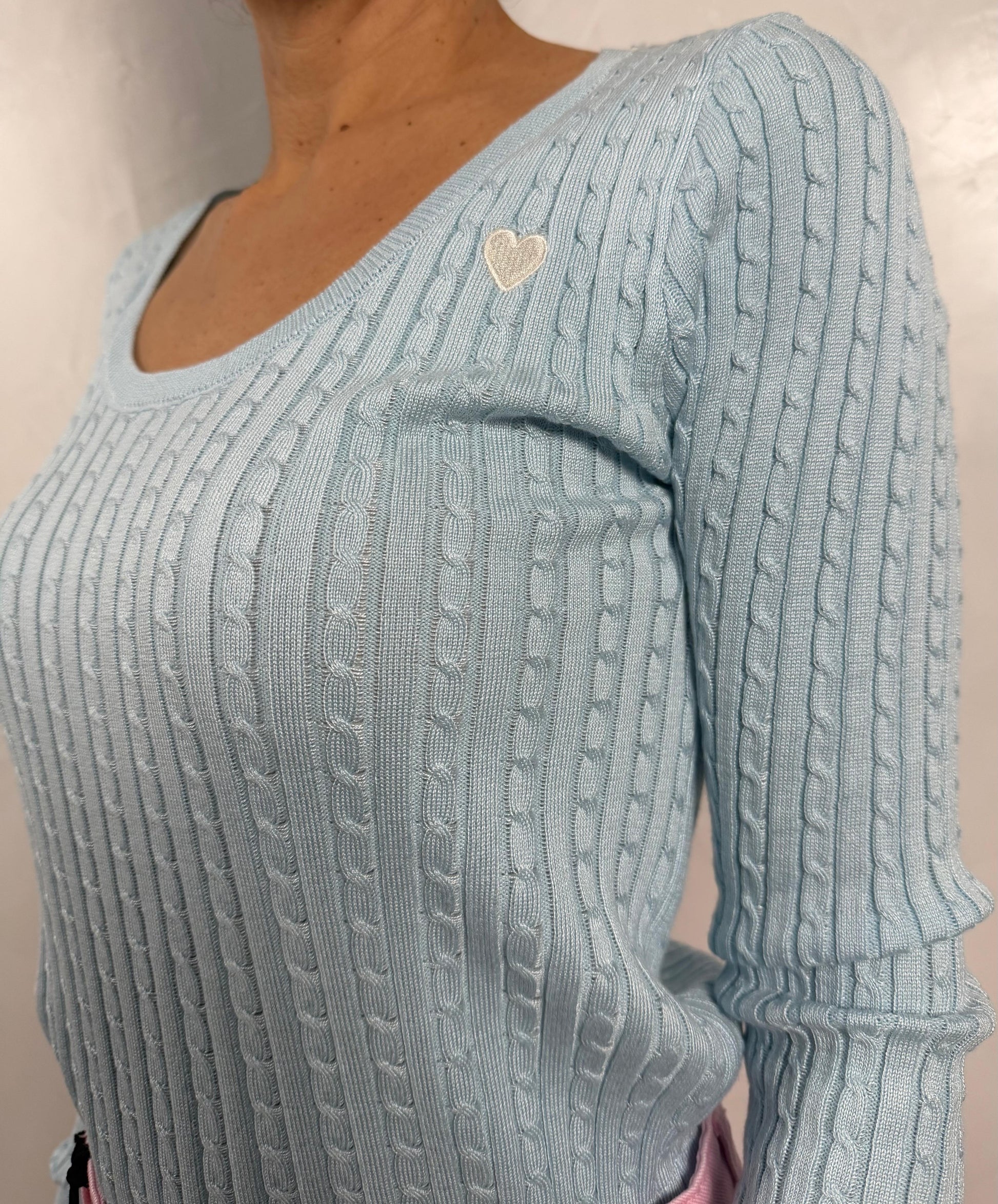 Maglia a trecce con cuore ricamato ModaFilo.com modafilo