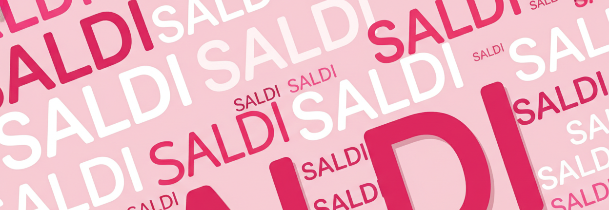 SFONDO ROSA CON TANTE SCRITTE SALDI 